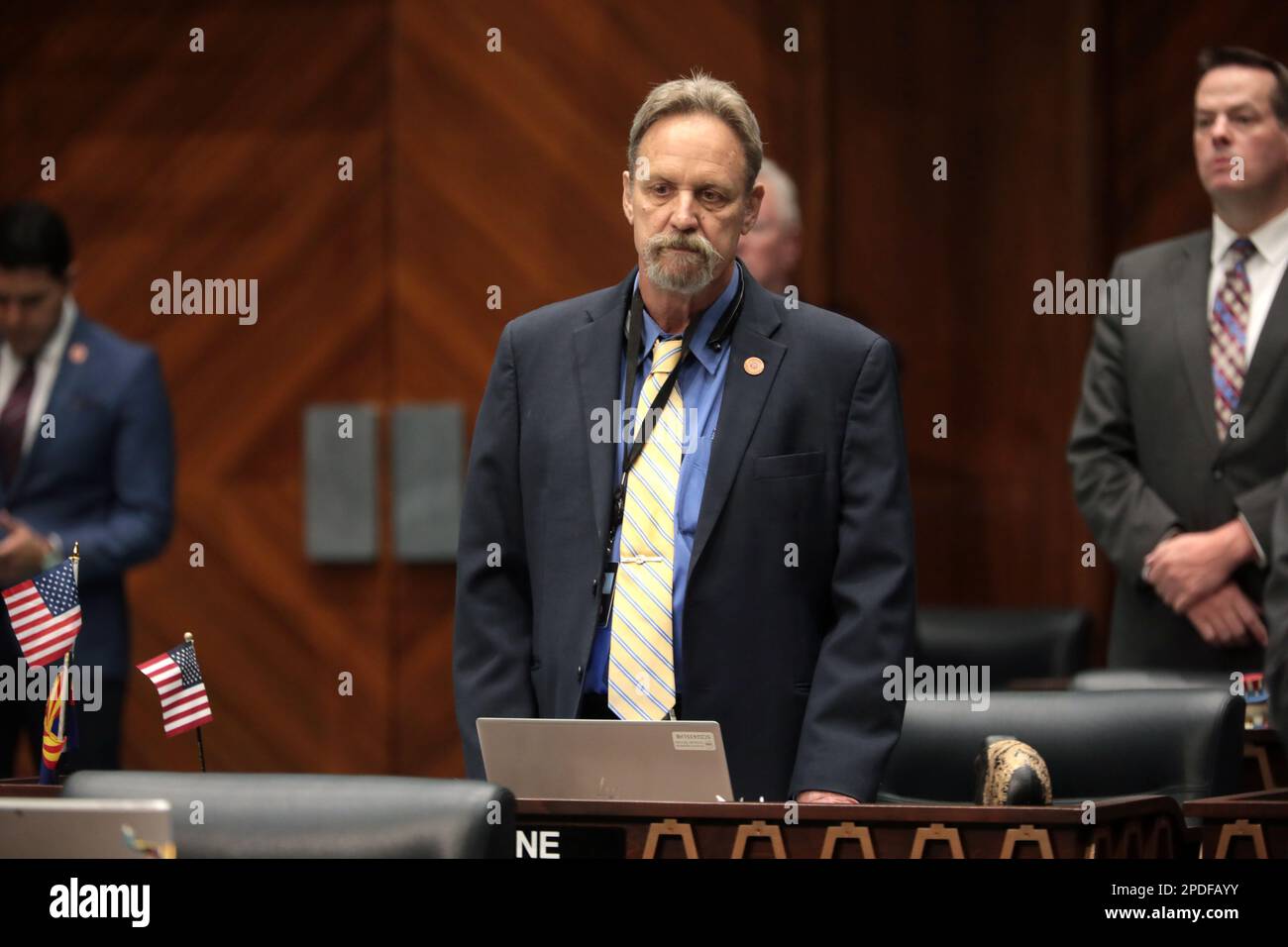 Phoenix, Arizona, USA. 14th Mar, 2023. Arizona State Representative Kevin Payne speaks on the State House floor during the March 13, 2023 session of the 56th legislature at the Arizona Capitol building. (Credit Image: © Gage Skidmore/ZUMA Press Wire) EDITORIAL USAGE ONLY! Not for Commercial USAGE! Stock Photo