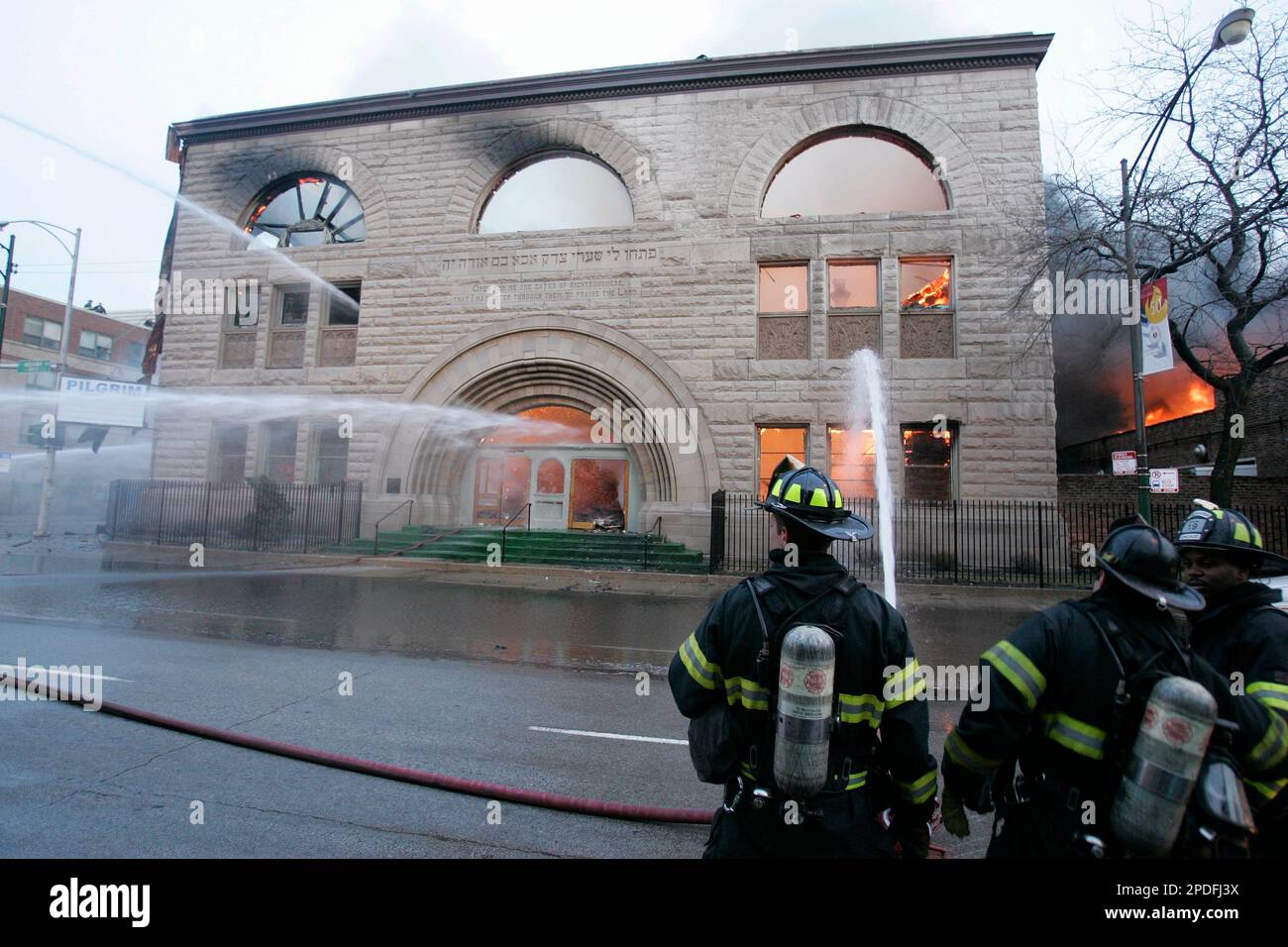 Firefighters battle a blaze at Pilgrim Baptist Church in Chicago on ...