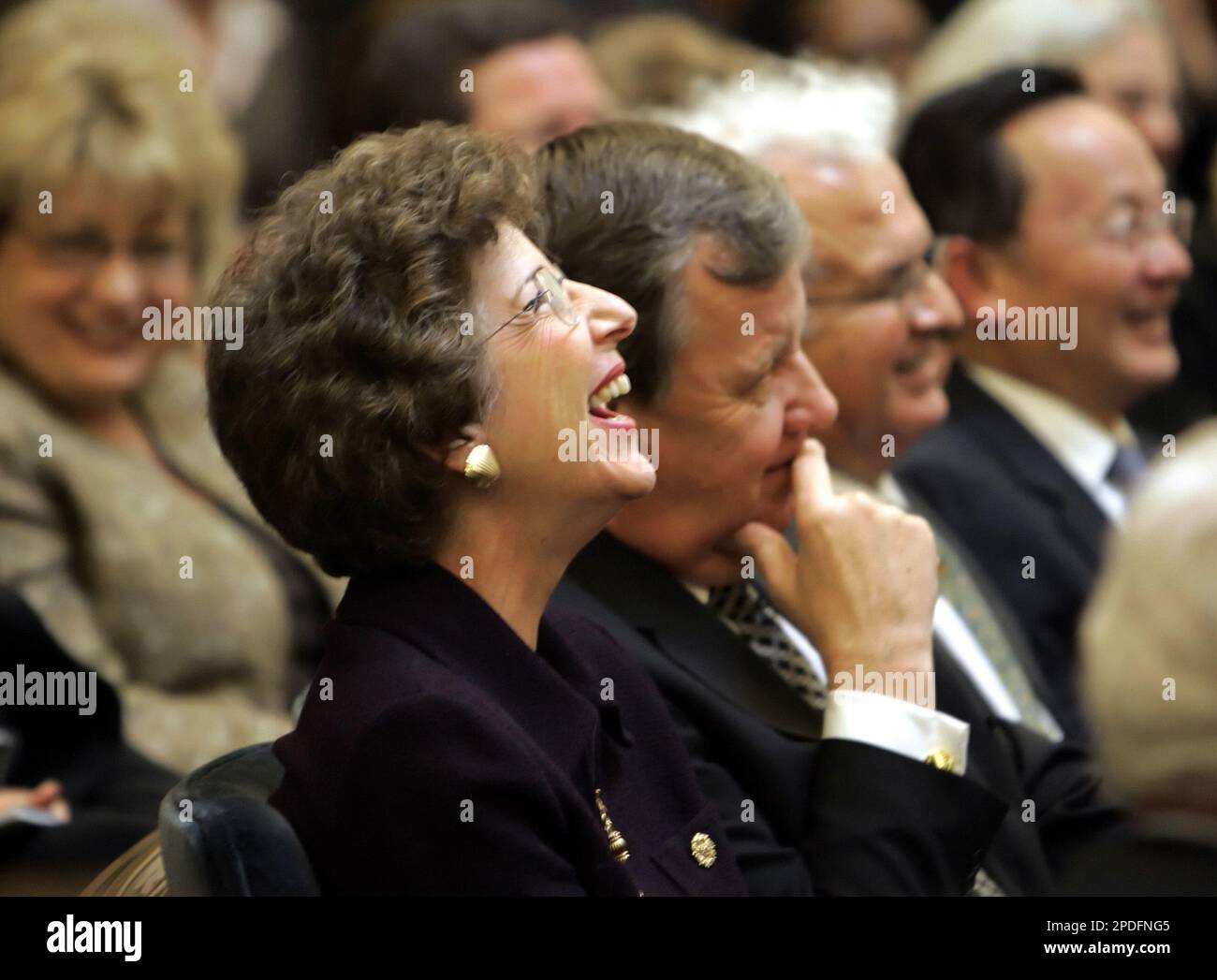 Carol A. Corrigan laughs during her confirmation hearing before