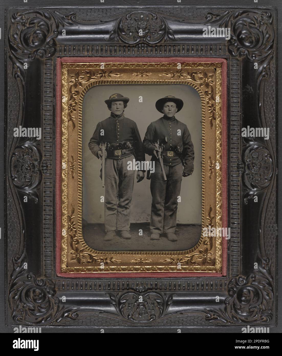 Two unidentified soldiers in Union cavalry uniforms with Sharps rifles ...