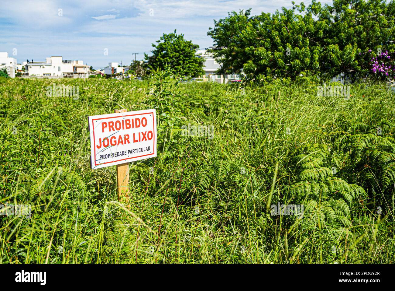 Florianopolis, Brazil. 02nd Mar, 2023. No Dumping - Private Property sign seen at a residential zone in Florianopolis. Credit: SOPA Images Limited/Alamy Live News Stock Photo