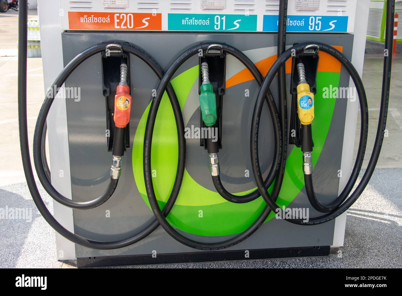SAMUT PRAKAN, THAILAND, JAN 28 2023, The fuel pump at gas station