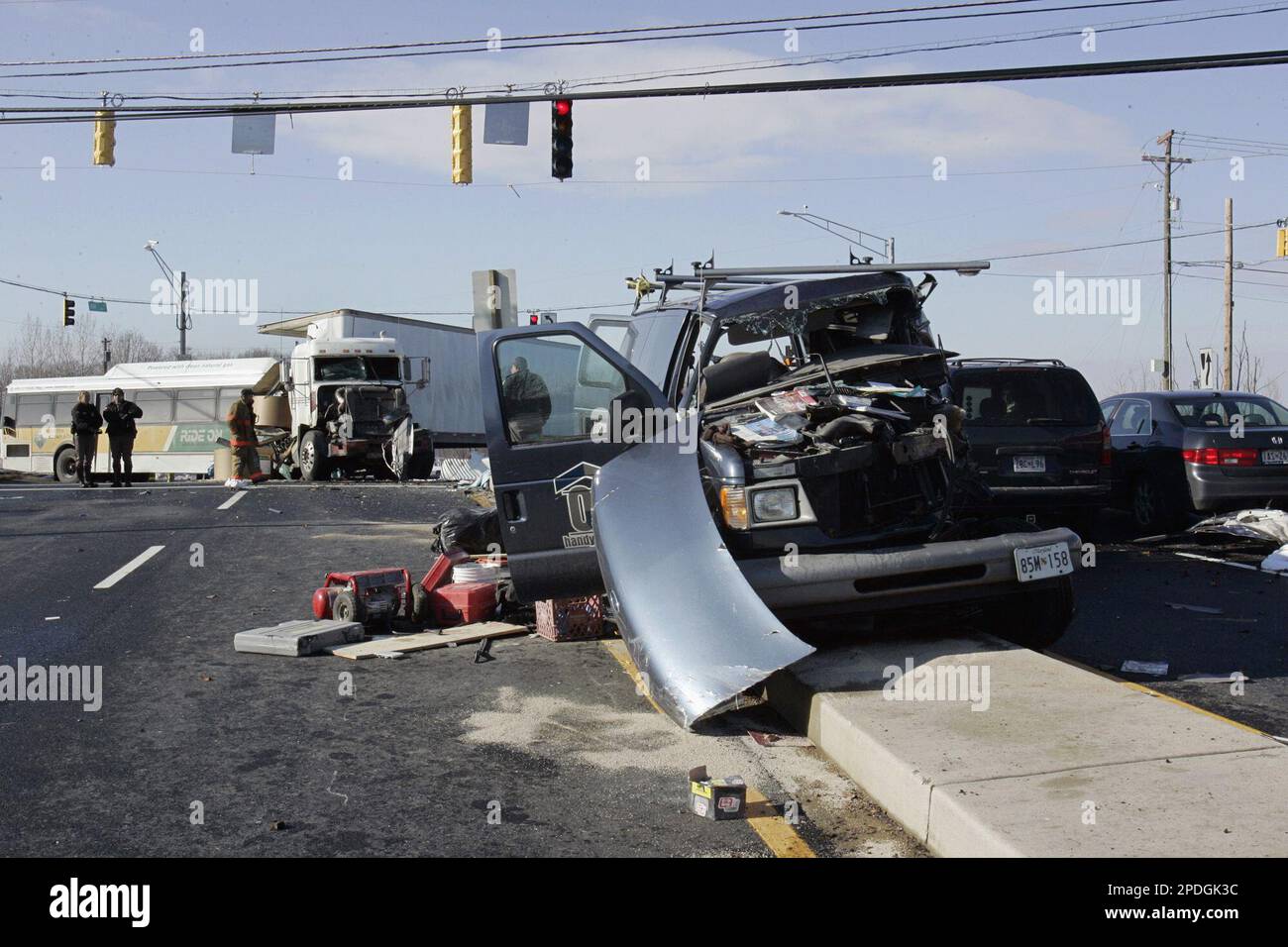 Officials investigate an accident involving a Montgomery County, Md