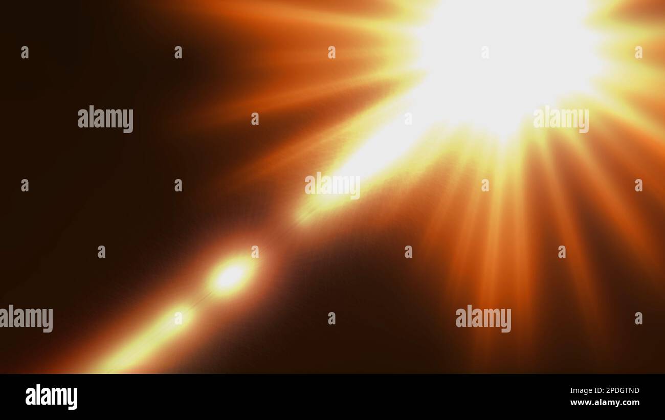 Sun flare in light leak background effect. 2D layout illustration Stock