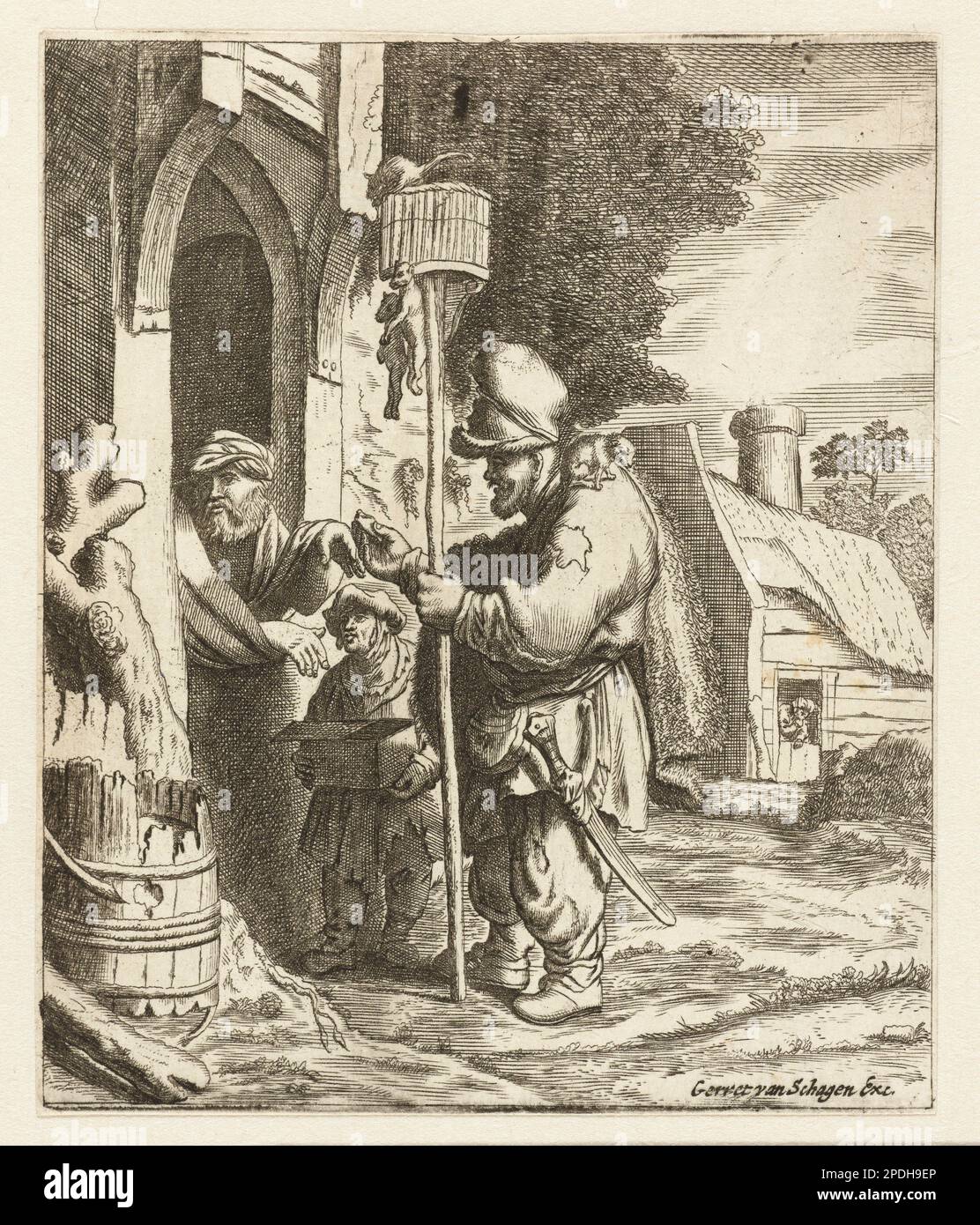 Rat-catcher, 17th century illustration Stock Photo - Alamy