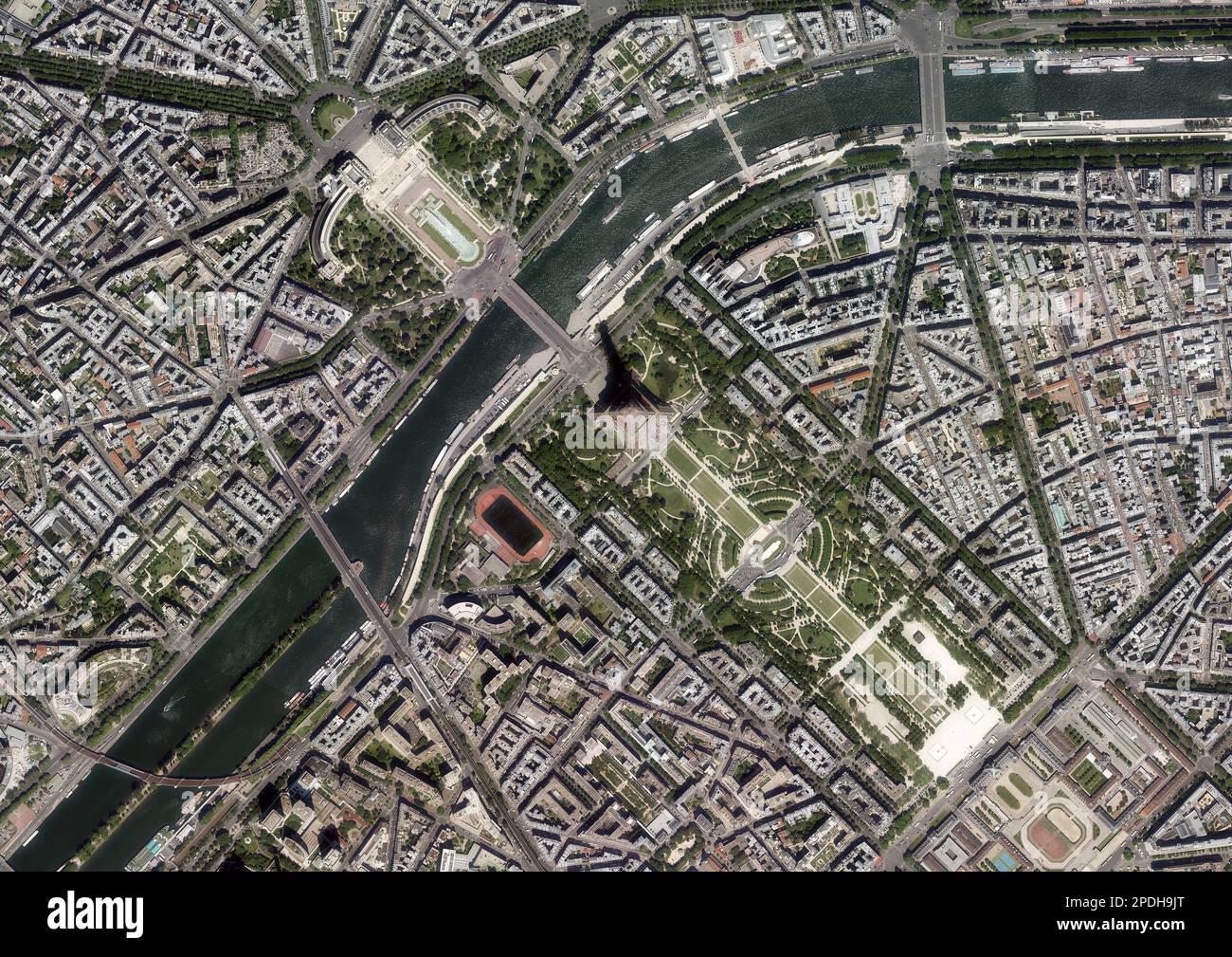 Eiffel Tower, Paris, France, satellite image Stock Photo Alamy