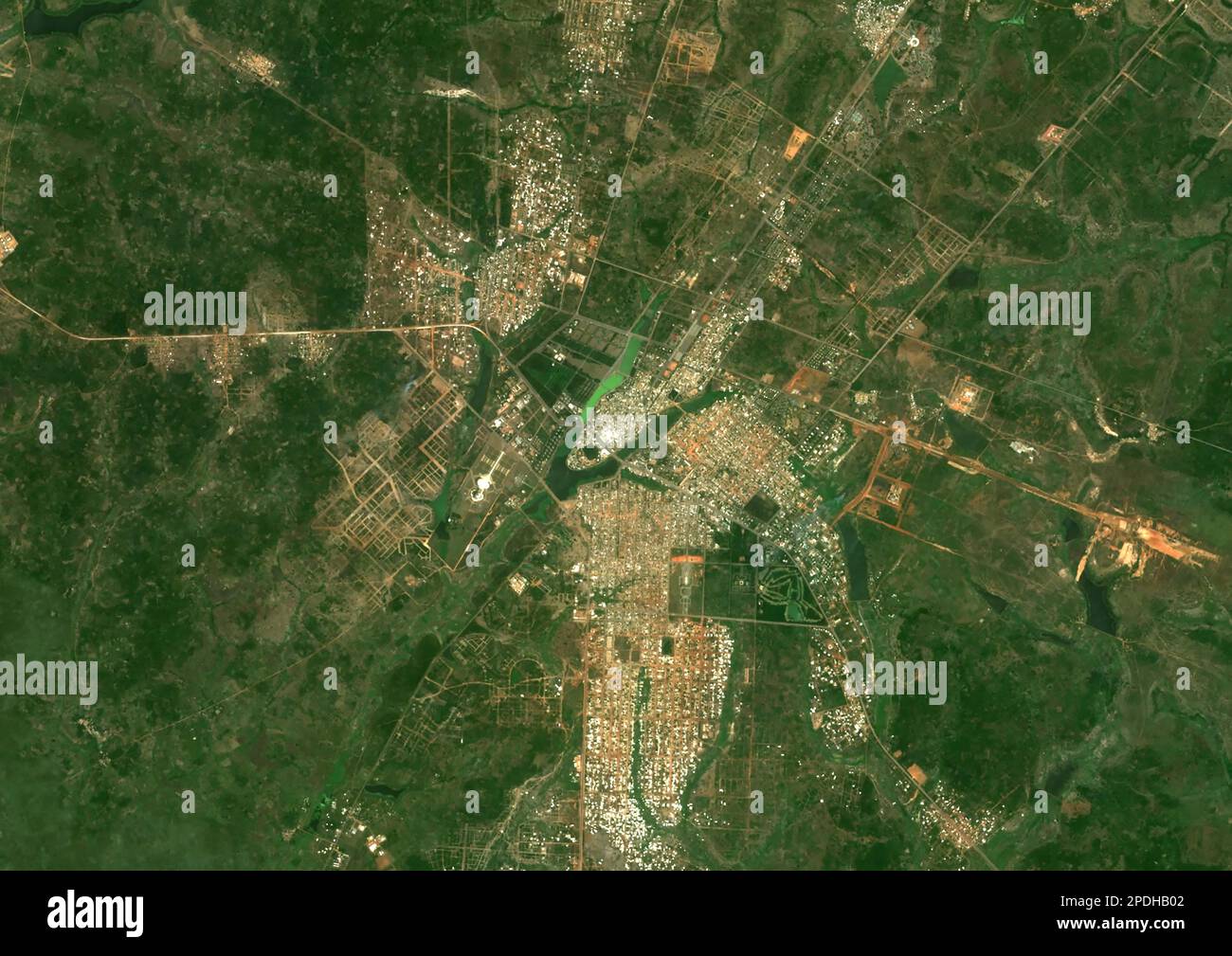 Yamoussoukro, Ivory Coast, satellite image Stock Photo
