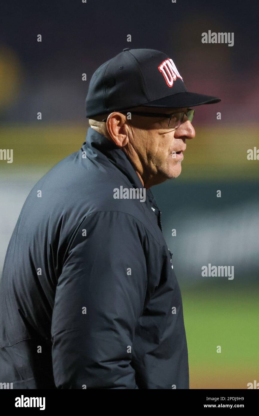 March 14, 2023 UNLV head coach Stan Stolte comes out of the dugout to