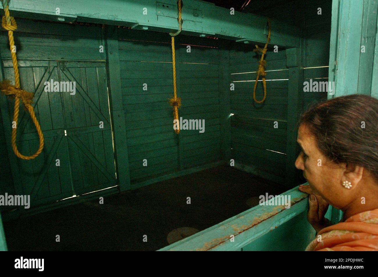 A Tourist Looks At The Gallows In The Cellular Jail At Port Blair In 