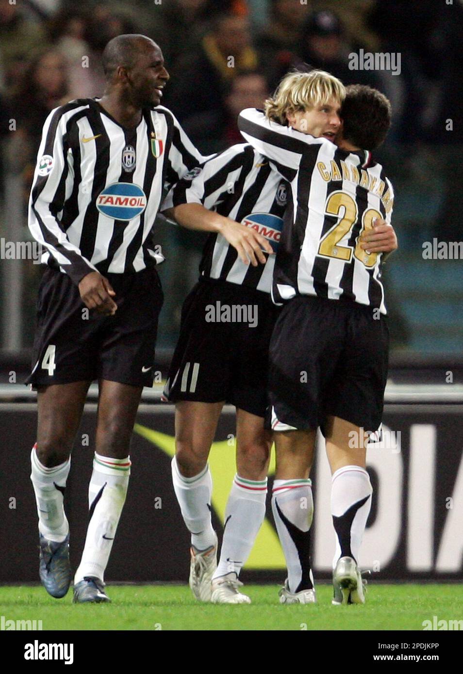 Juventus' Pavel Nedved of the Czech Republic, center