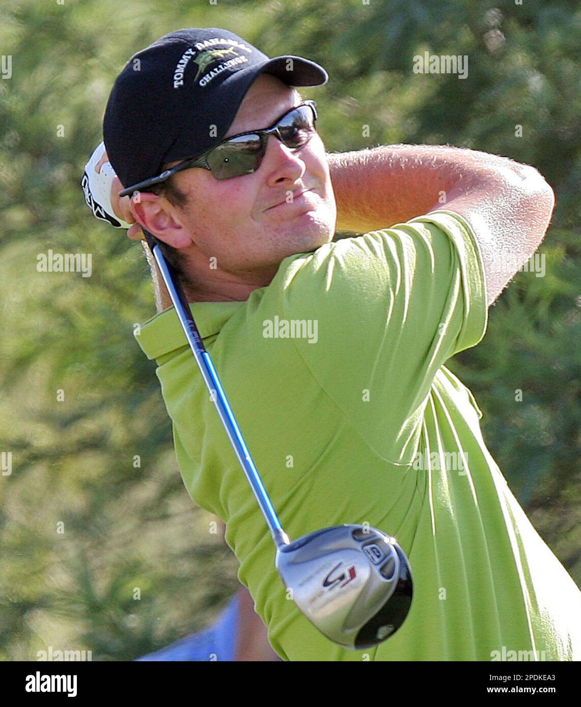 Justin Rose of England tees off during the Tommy Bahama
