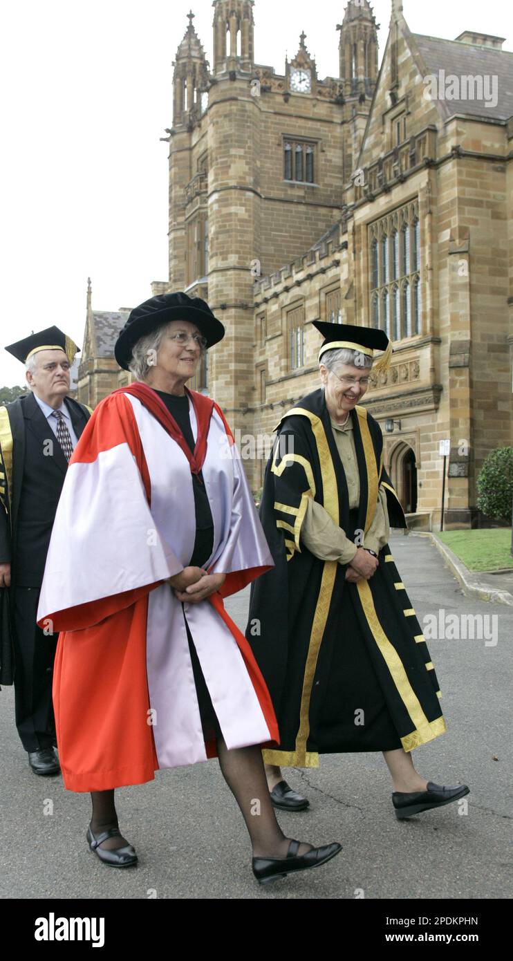 Germaine Greer, left, and Professor Anne Sefton arrive at the great