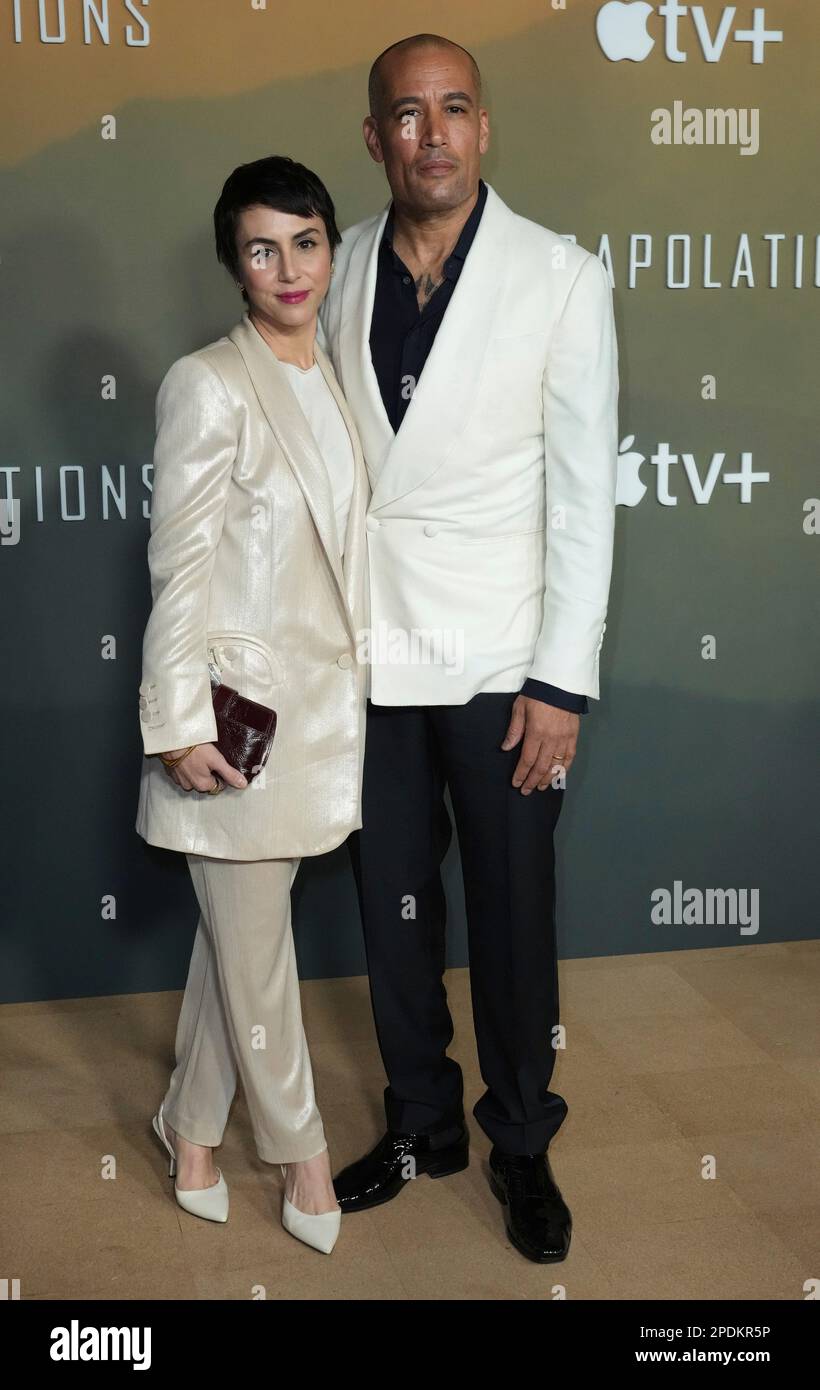 Jaclyn Matfus, left, and Ben Harper arrive at the Los Angeles premiere of "Extrapolations