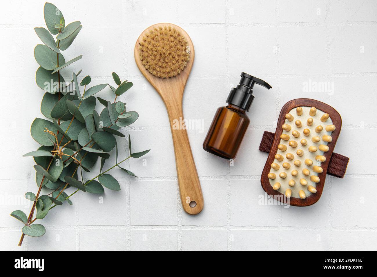 Spa treatment concept. natural spa cosmetics products with eucalyptus