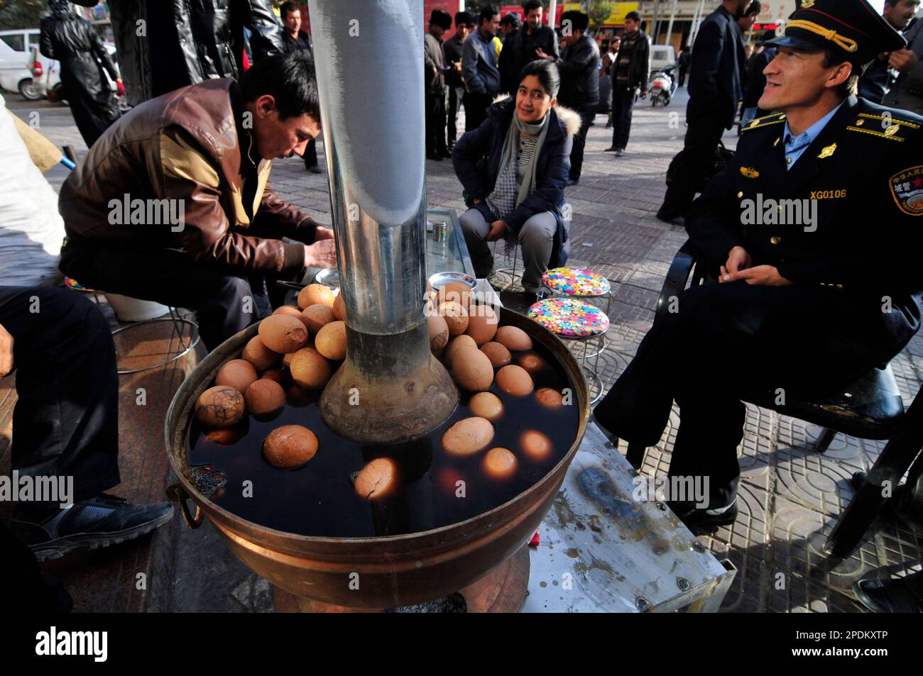 Kashgar, Xinjiang, China. Traditional Tea leaf eggs. The eggs are