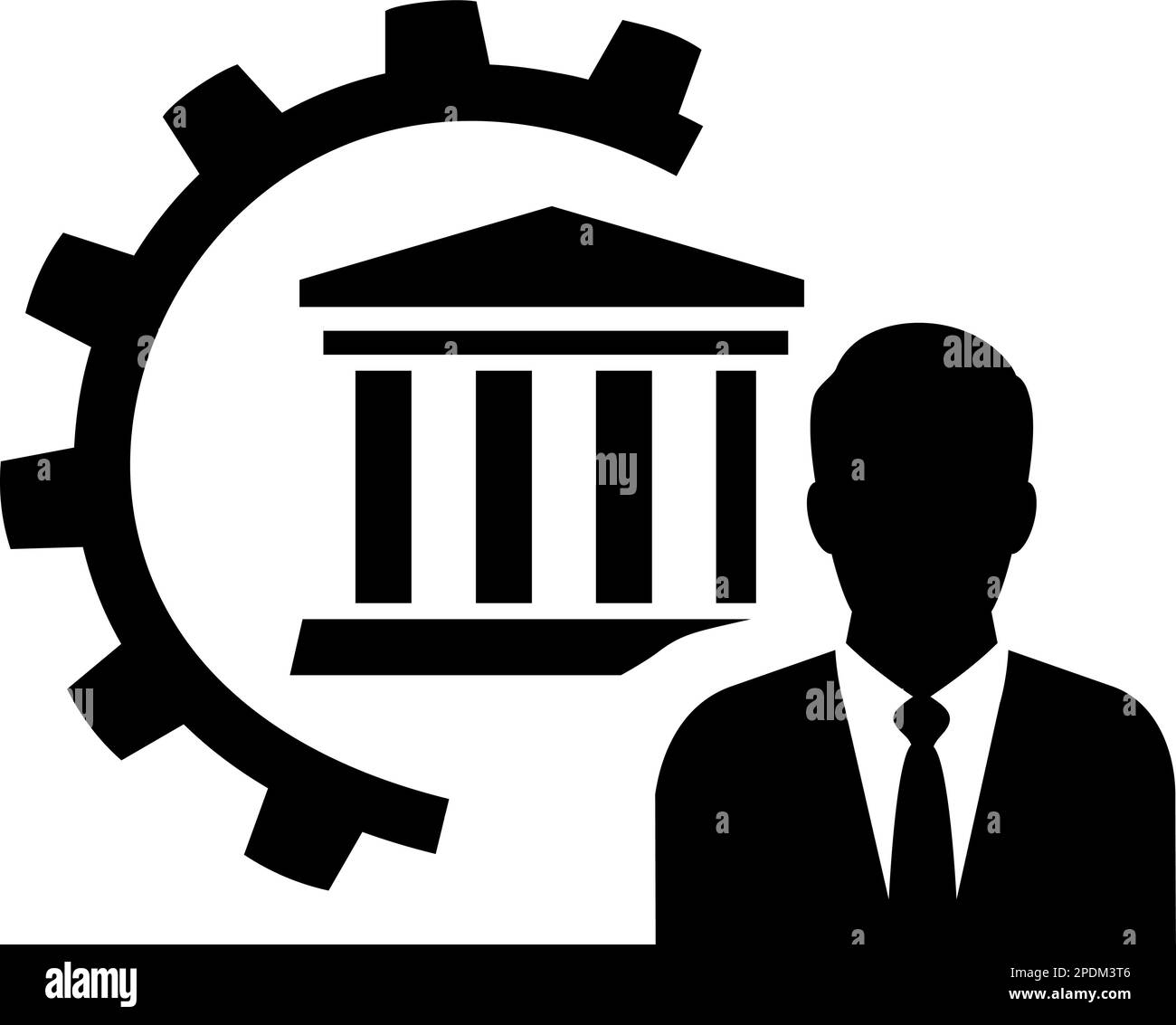 The icons of government, public manager, and gear as a concept of