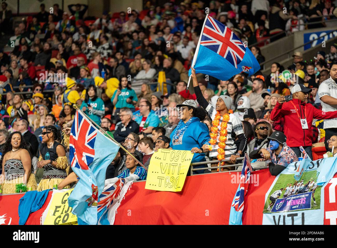 Vancouver, Canada. 4th March, 2023. Fuji supporters attend the annual HSBC Canada Rugby Sevens tournament at BC Place. Credit: Joe Ng/Alamy Live News. Stock Photo