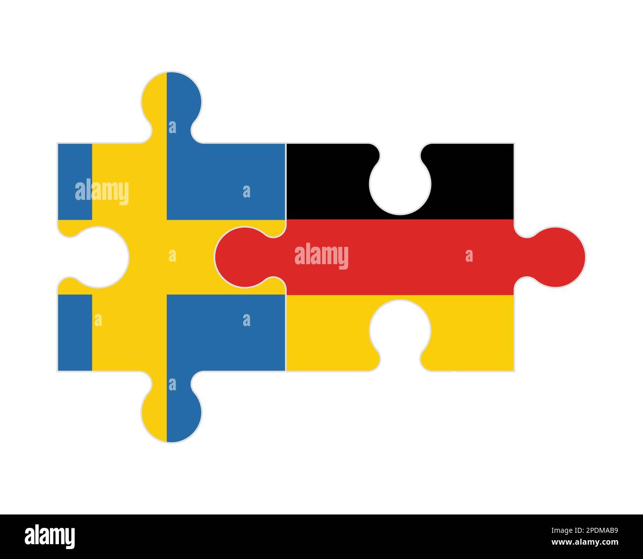 Connected puzzle of flags of Sweden and Germany, vector Stock Vector