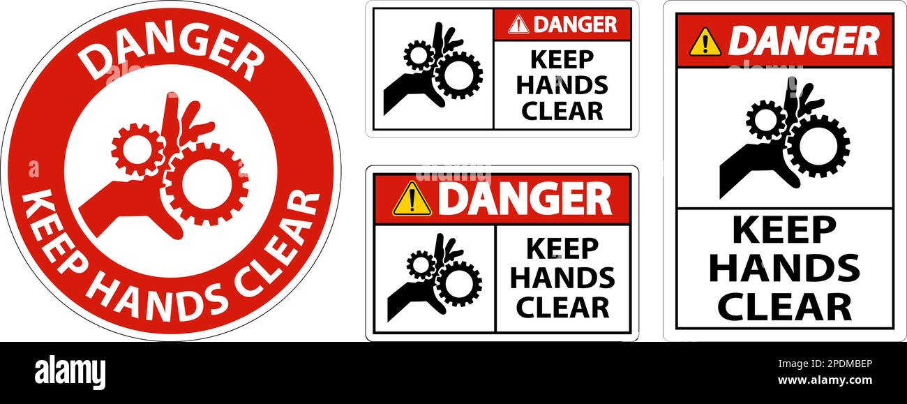 Danger Keep Hands Clear On White Background Stock Vector