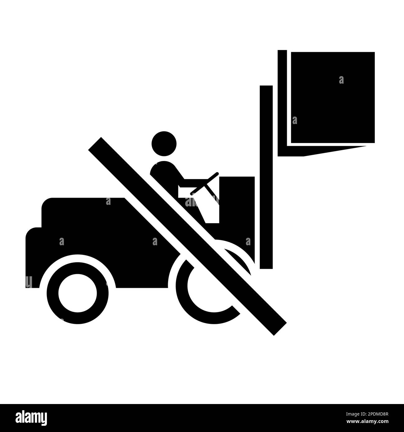 Warning Forklift Symbol, Do Not Drive With Raised Load Stock Vector