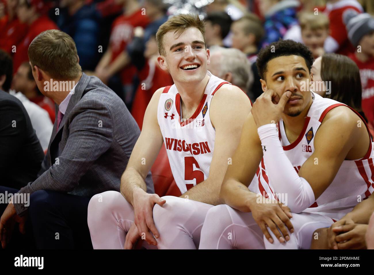 Madison, WI, USA. 14th Mar, 2023. Wisconsin Badgers forward Tyler Wahl