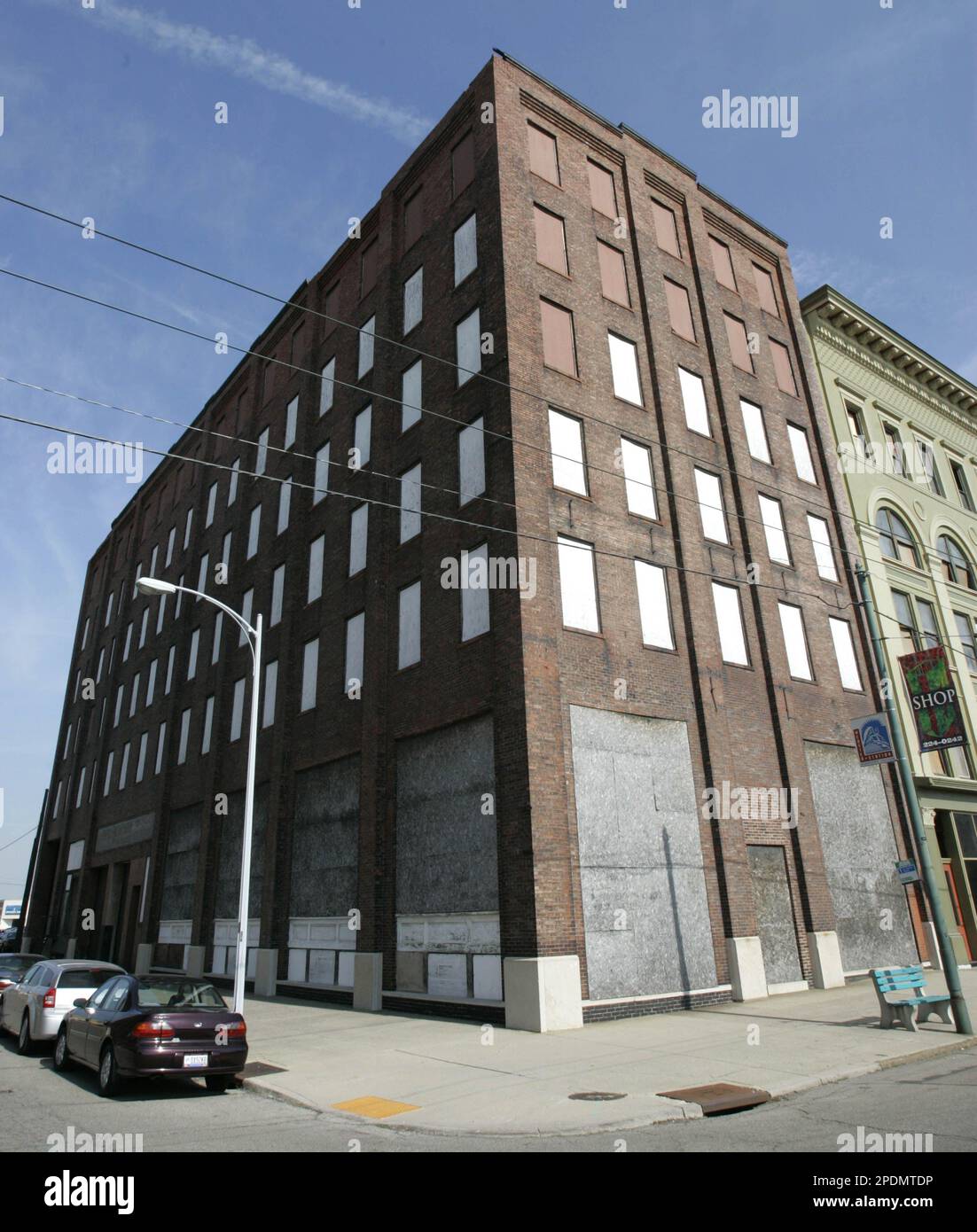 This boardedup warehouse building, shown Wednesday, Oct. 19, 2005, in