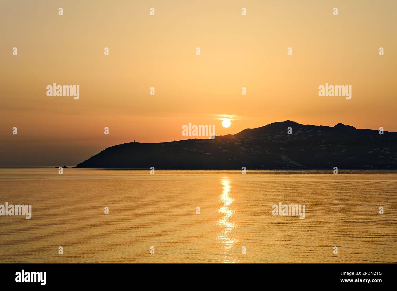 Sunset view with santorini island background, greece Stock Photo