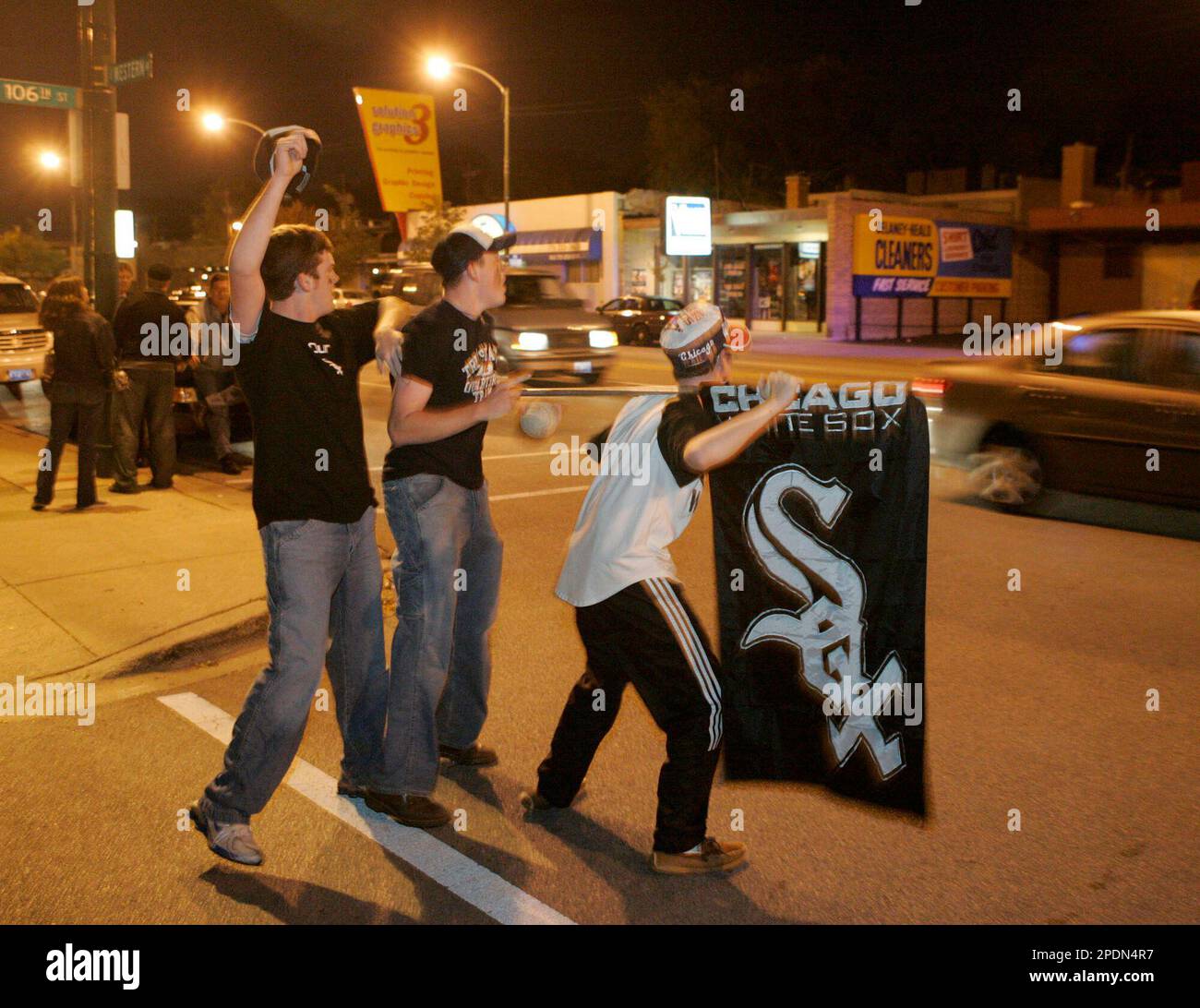 Chicago White Sox fans celebrate in the streets on Chicago's south