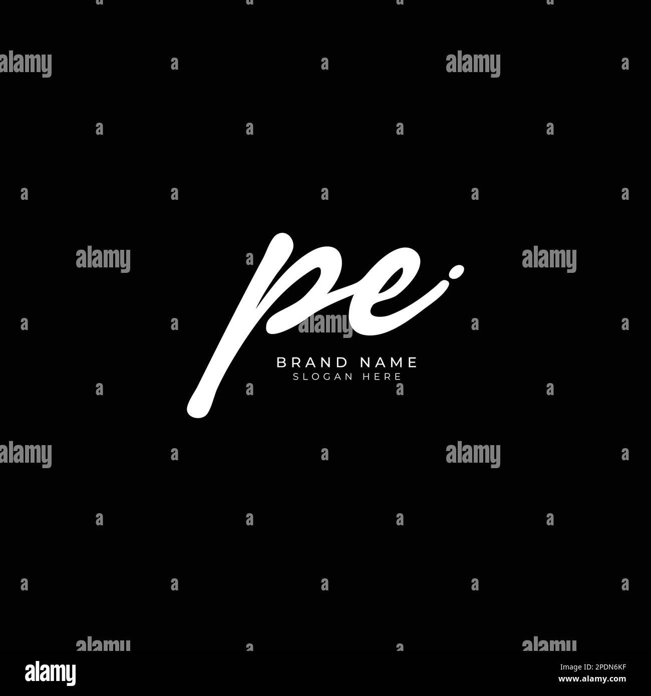 P, E, PE Initial letter handwriting and signature vector logo Stock Vector
