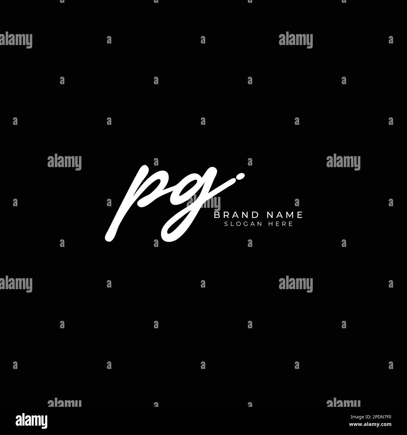 P, G, PG Initial letter handwriting and signature vector logo Stock Vector