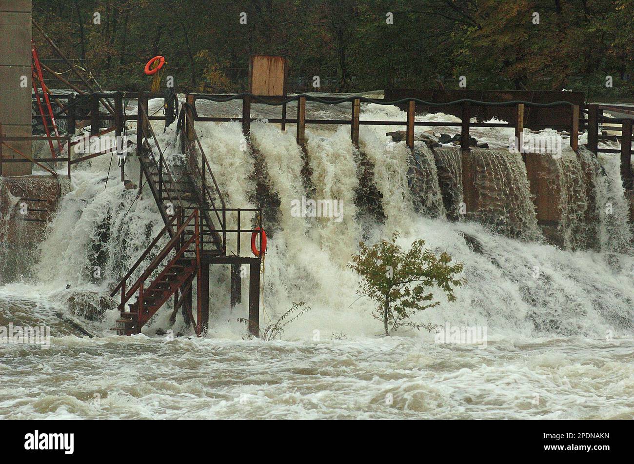 The flood control project dam on the Ramapo River near Wayne and