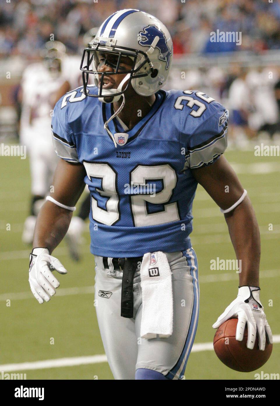FILE ** Detroit Lions' Dre Bly celebrates after intercepting a Baltimore  Ravens pass in the end