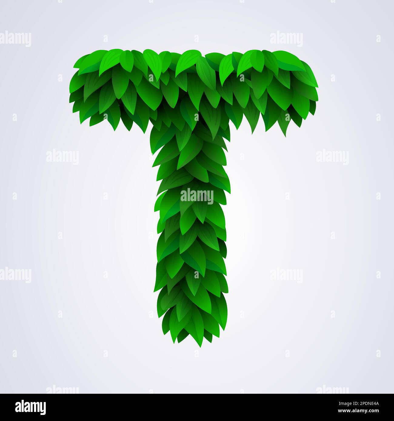 Alphabet letters made from fresh green leafs. Letter T. Vector ...