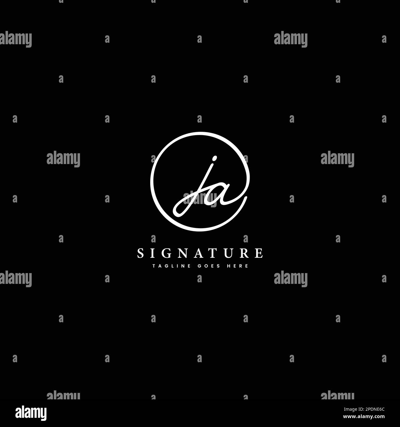 J, A, JA Initial letter handwritten and signature vector logo. Business template in round shape line art Stock Vector