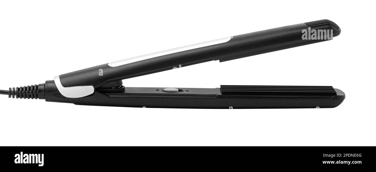 Hair straightener with a white insert, isolated on a white background