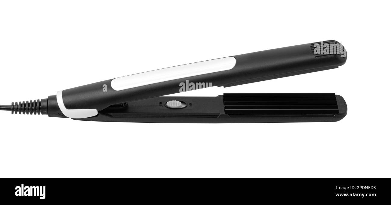 Hair straightener with a white insert, isolated on a white background