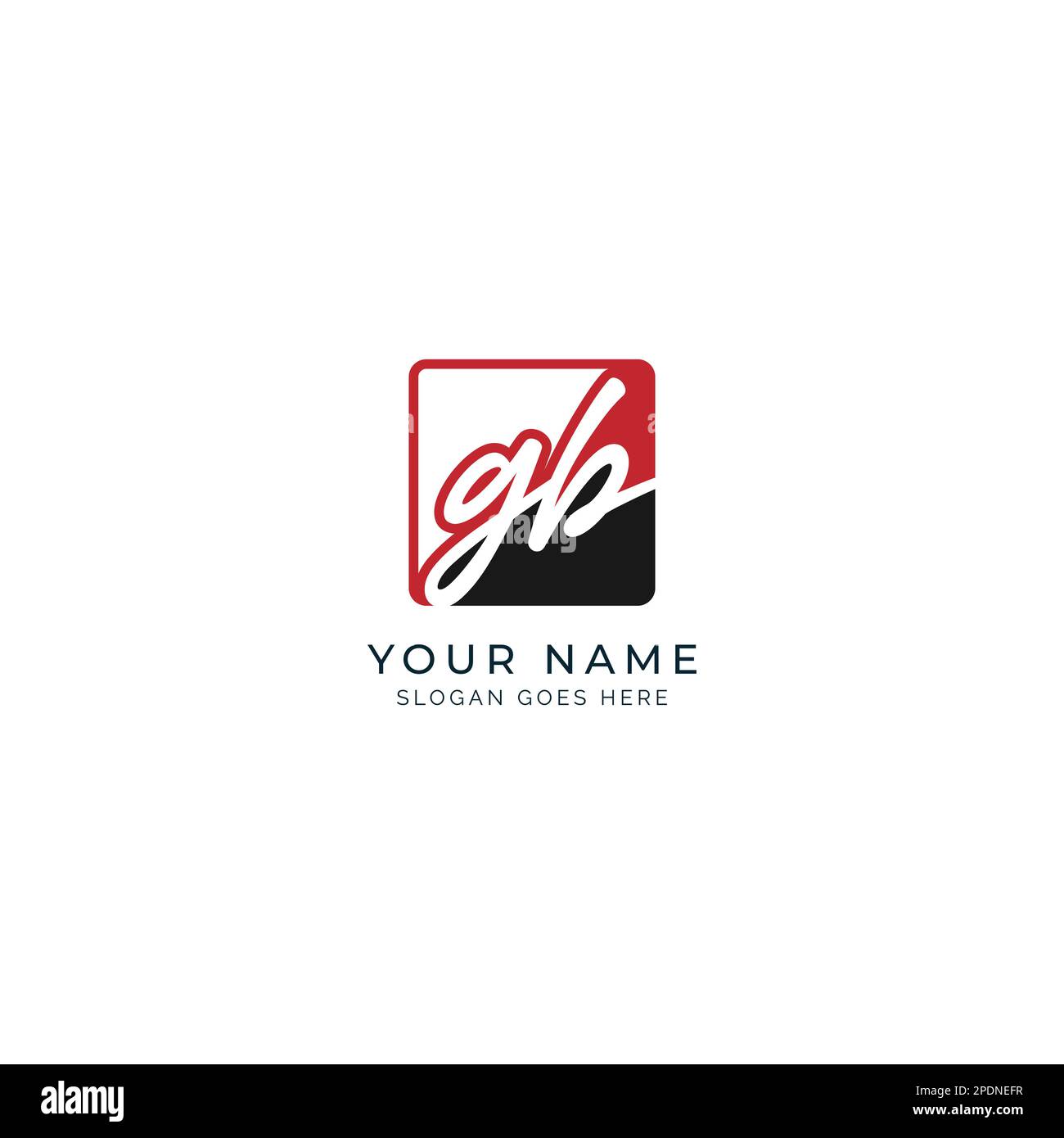 G, B, GB Initial letter handwritten and signature vector image template in square shape logo Stock Vector