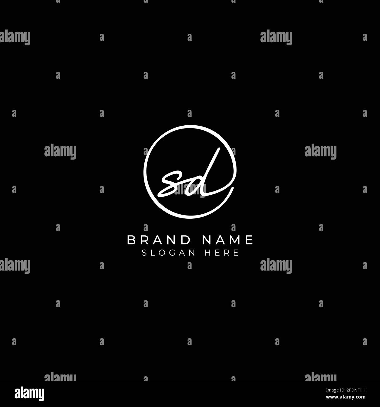 S, D, SD Initial letter handwritten and signature vector logo. Business template in round shape line art Stock Vector