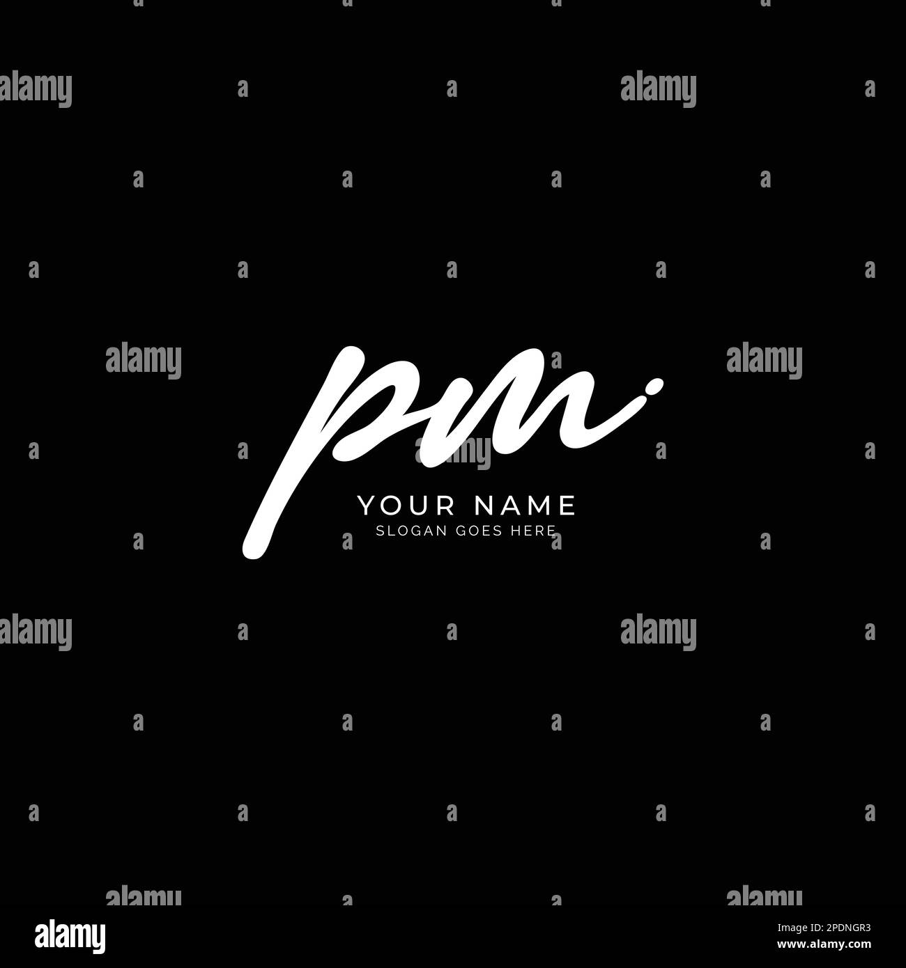 P, M, PM Initial letter handwriting and signature vector logo Stock Vector