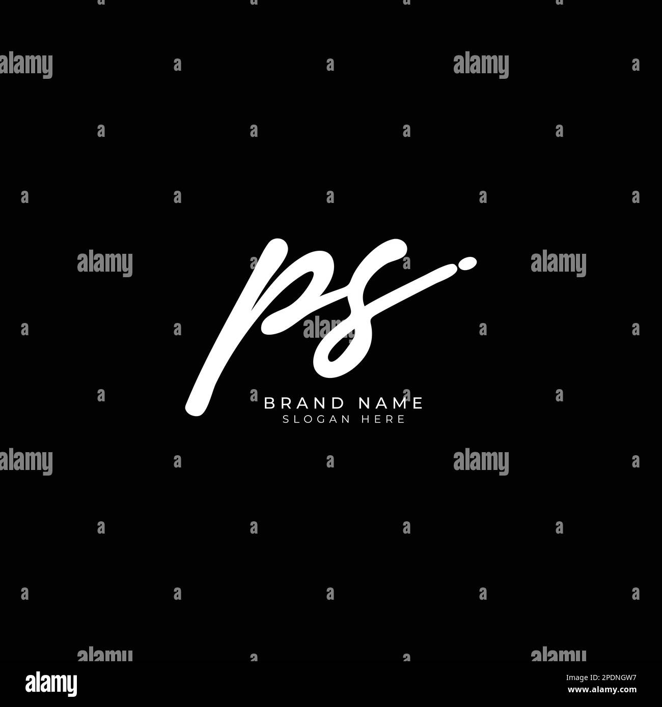 P, S, PS Initial letter handwriting and signature vector logo Stock Vector