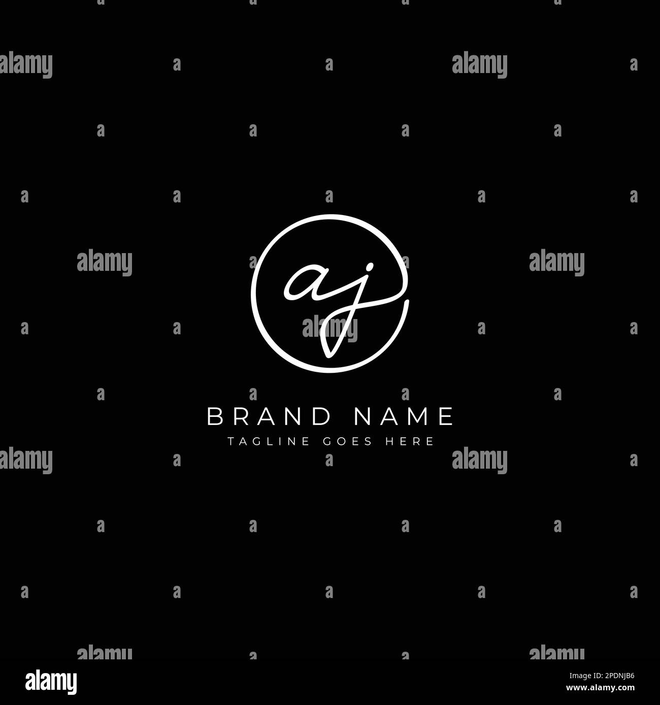 A, J, AJ Initial letter handwritten and signature vector logo. Business template in round shape line art Stock Vector