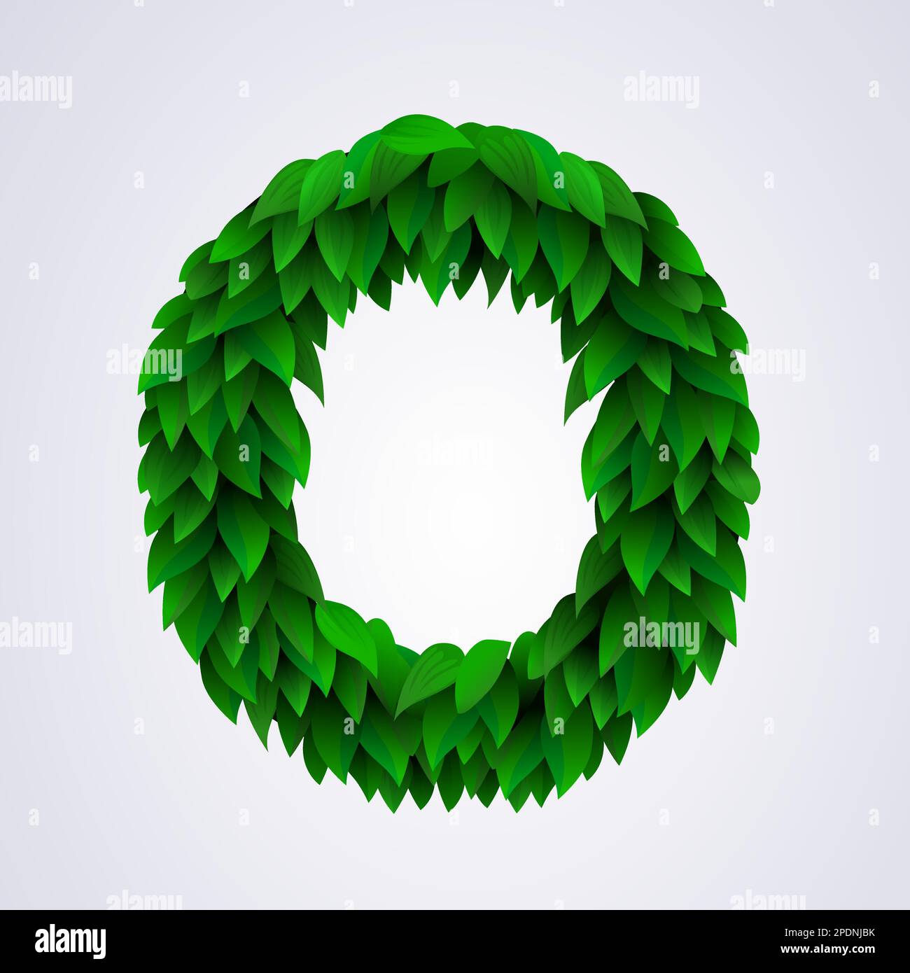 Alphabet letters made from fresh green leafs. Letter O. Vector ...