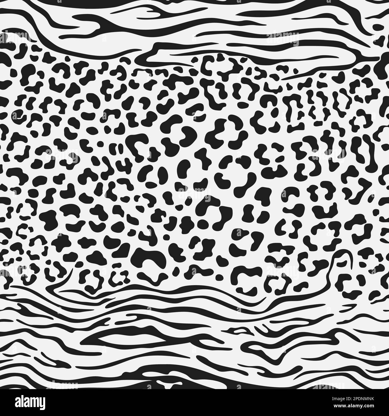 Black and white leopard and zebra seamless pattern. Fashion stylish