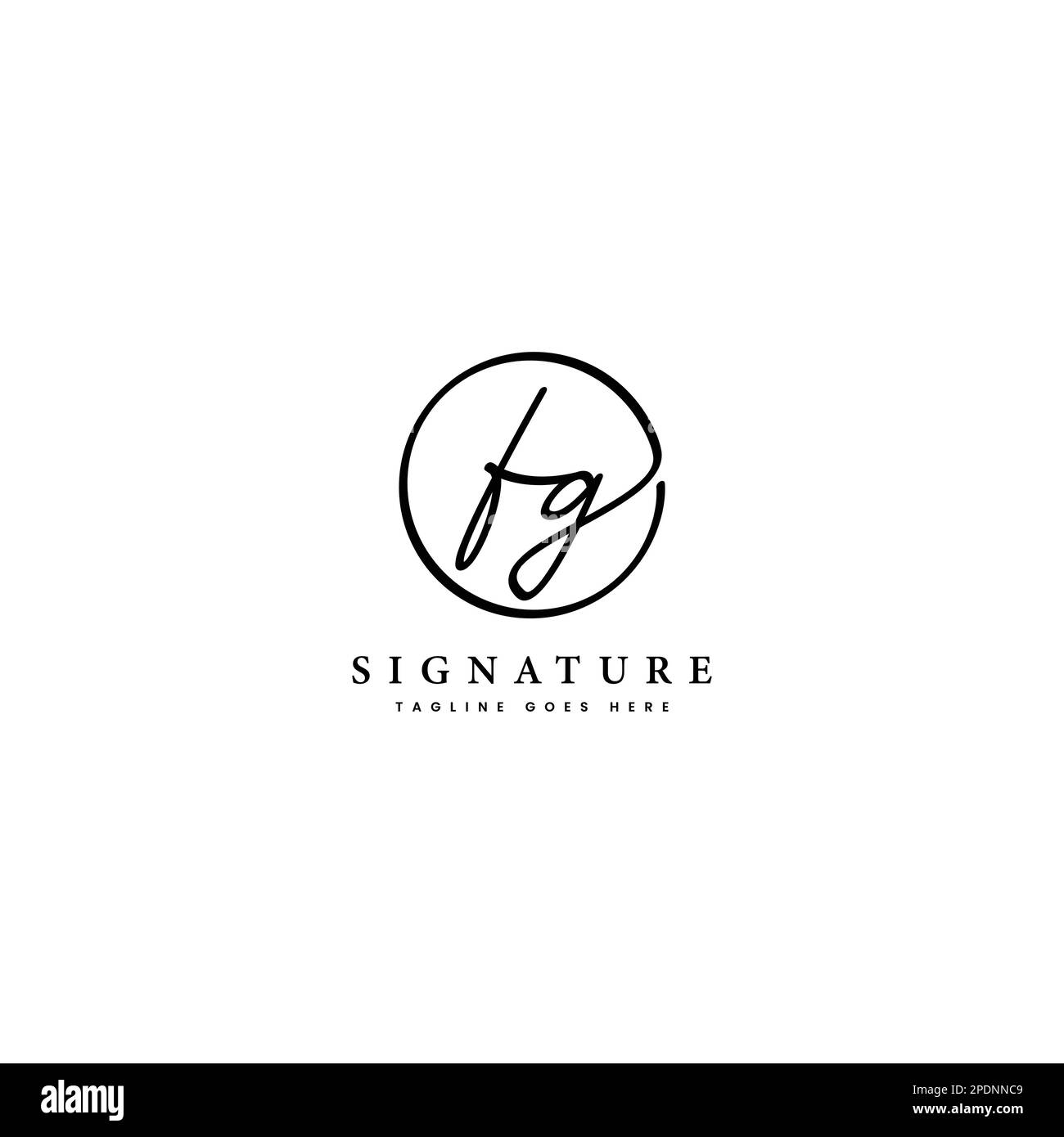 F, G, FG Initial letter handwritten and signature vector logo. Business template in round shape line art Stock Vector