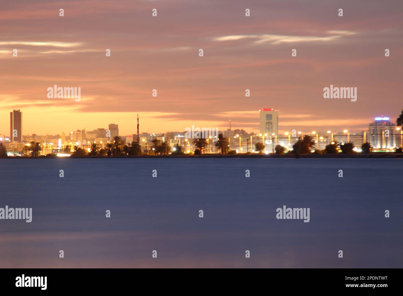 The RadesLa Goulette Bridge illuminates the bay of Tunis with its