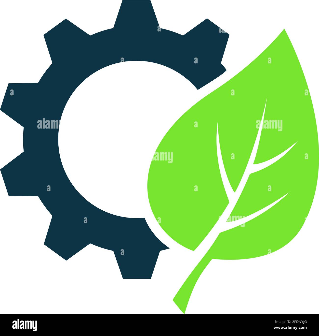 Icon of a leaf and the cogwheel as an eco industry concept Stock Vector ...