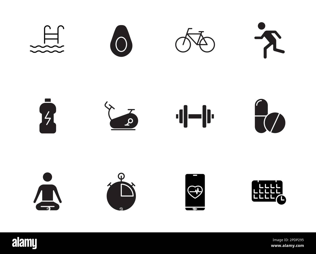 fitness silhouette vector icons Stock Vector Image & Art - Alamy
