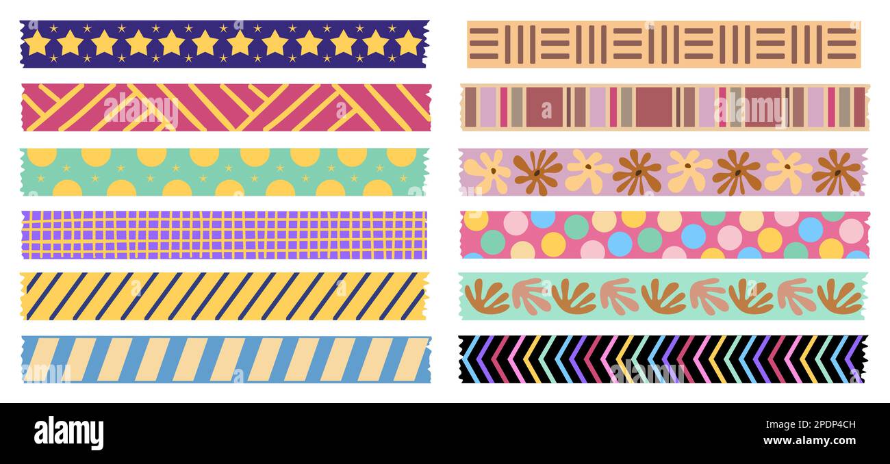 Collection Navy White Washi Tape Strips Stock Vector (Royalty Free