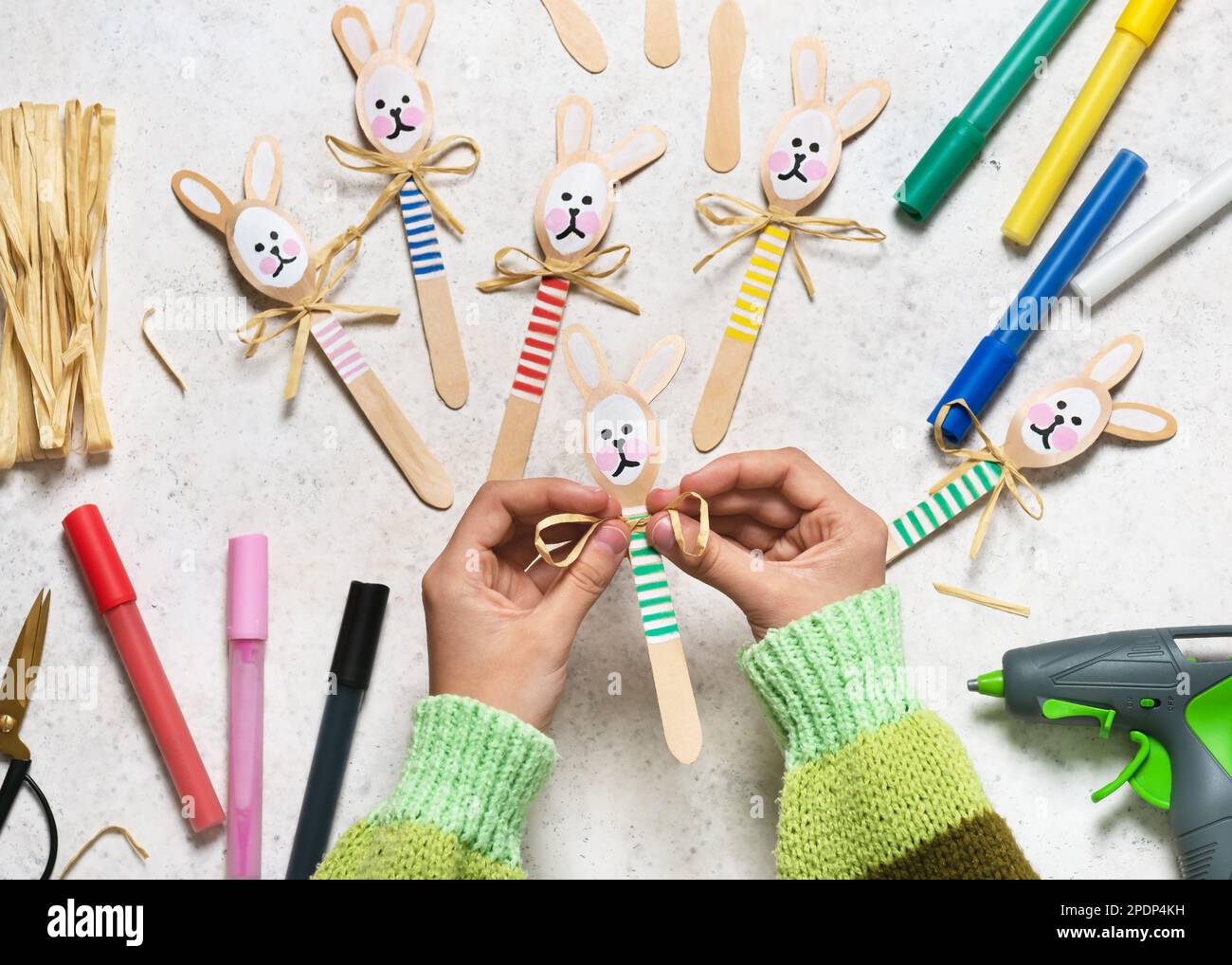 Step 10. Make a bow with nature paper raffia for bunny. Easy Handmade ...