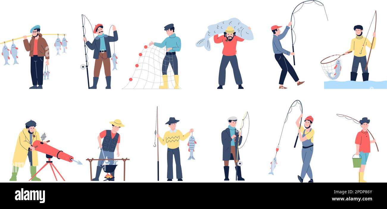 Cartoon man fishing hi-res stock photography and images - Alamy